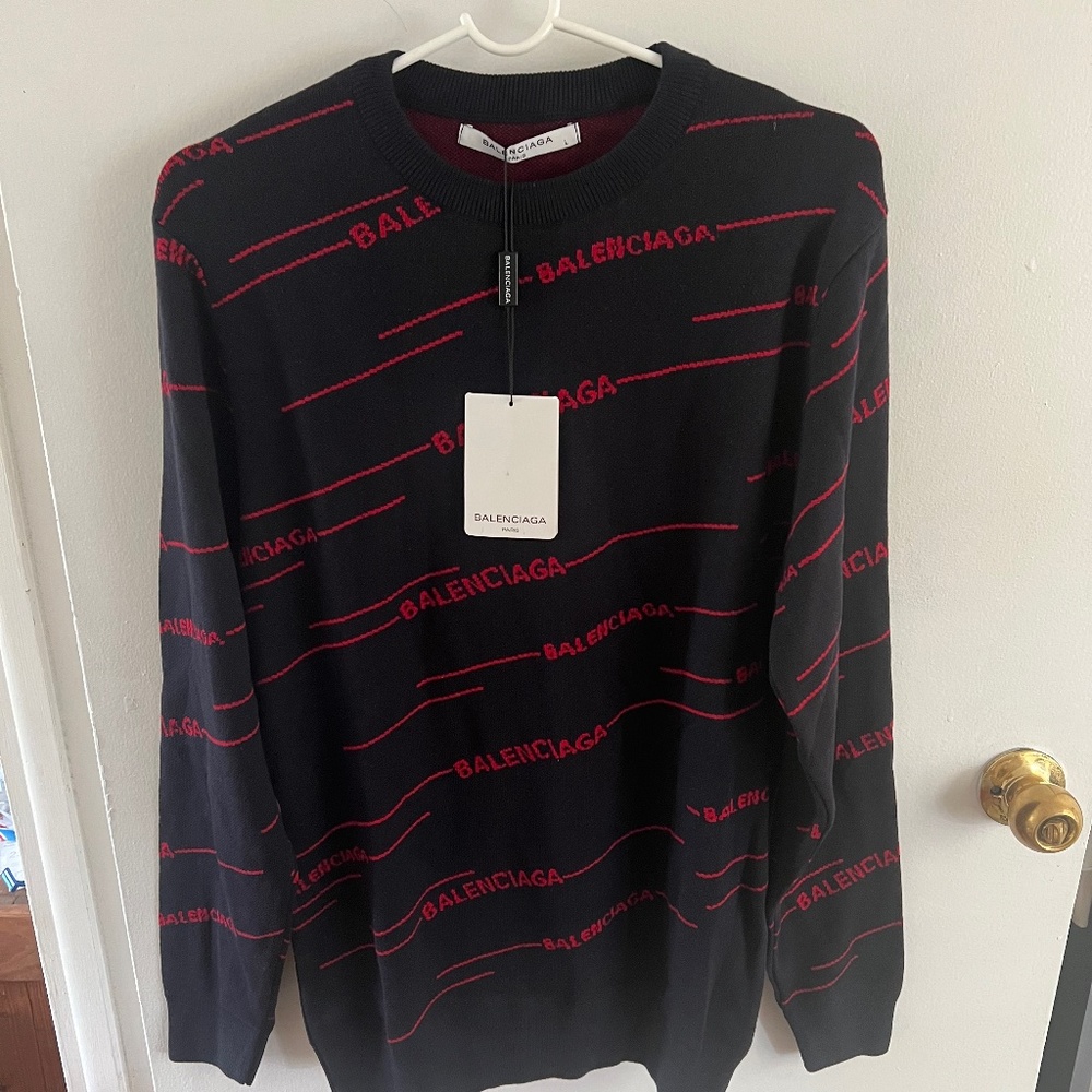 Balenciaga Black and Red Sweater